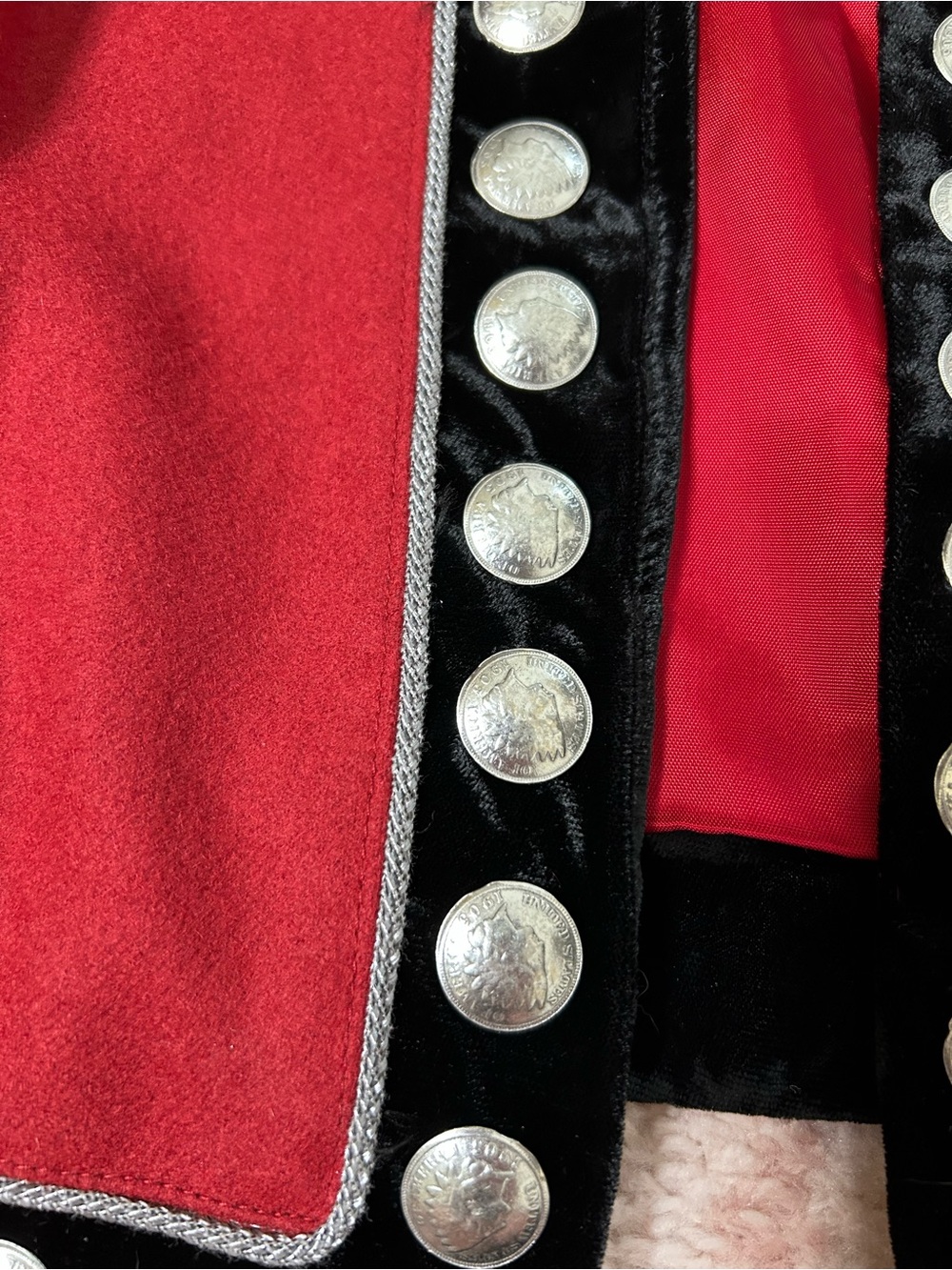 Double D Ranch Black Velvet Red Silver Coin‎ Studded Western Vest Size Large - Picture 5 of 10